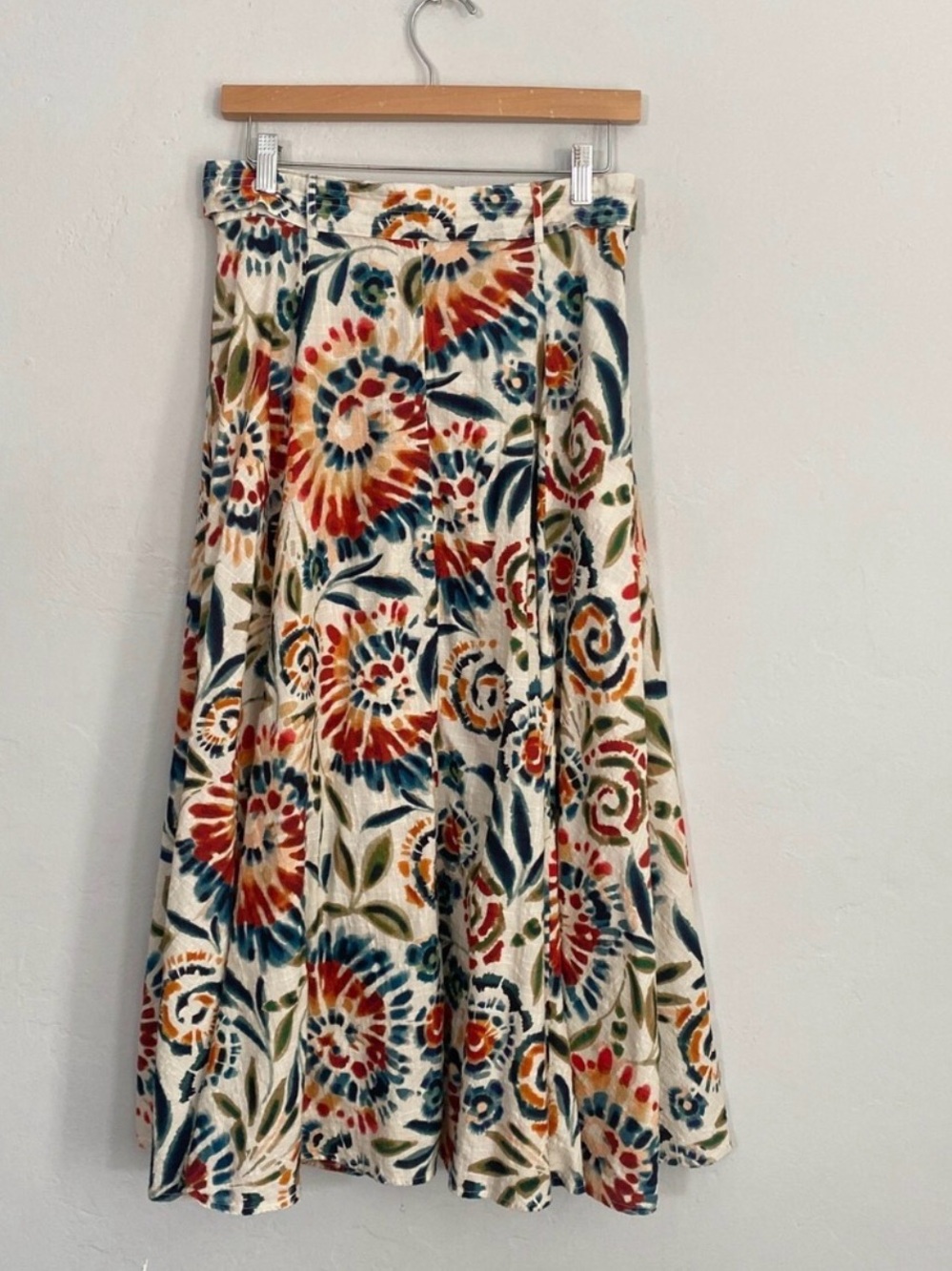 STELLA FOREST Floral Cotton Maxi Skirt Tie Waist Pockets Boho - Picture 6 of 8
